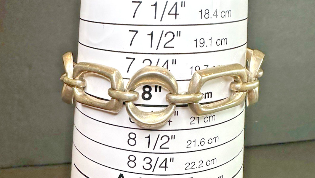 925 Sterling Silver Chunky Solid Link Shapes Togg… - image 4