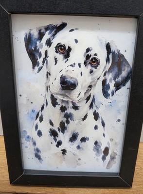 Gerahmter Druck mit Aquarelleffekt Dalmatiner Hund, neues Wandbild Geschenk, Haustierliebhaber