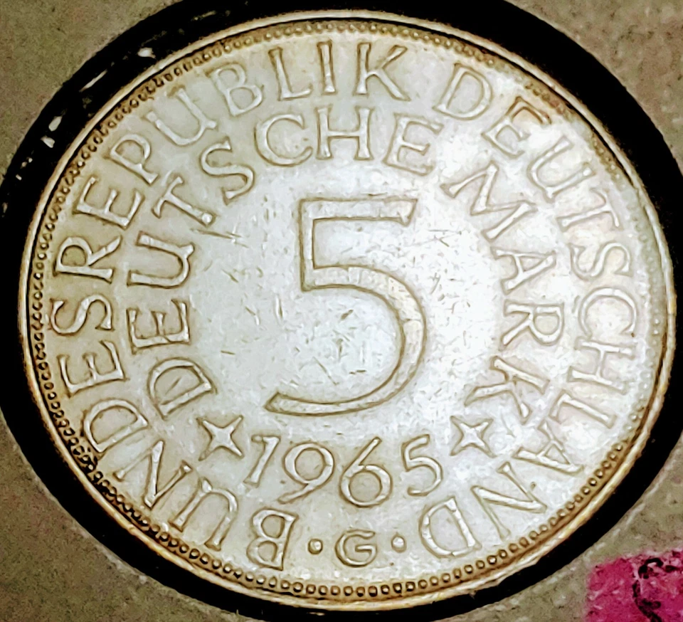 1965 G 🇩🇪 German 🇩🇪 LARGE 5 Mark silver eagle coin KM# 112.1 NGC - Image 2 of 4