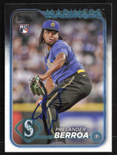 Prelander Berroa Signed Auto 2024 Topps Series One RC Card #36 Seattle Mariners