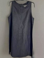 Vintage Dianne B New York Sleeveless Round Neck Linen Blend Black Sheath Dress 8