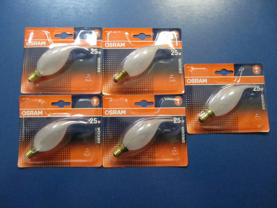 10XOSRAM Glühlampe Kerze Windstoßkerze matt 25W E14 Kerzenlampe Windstoß Decor  - Bild 2 von 4
