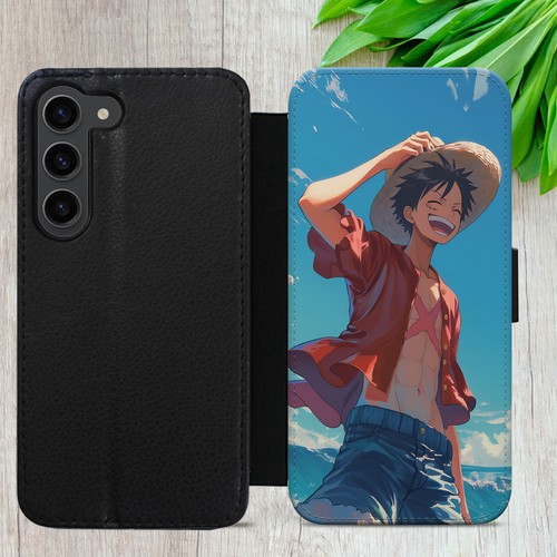ONE PIECE LUFFY FLIP CASE FOR IPHONE SAMSUNG HUAWEI MANGA WALLET PHONE COVER - Picture 4 of 36