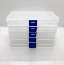 5-Pack Jewelry Box Clear Plastic Bead Storage Container Earrings Organizer Grids