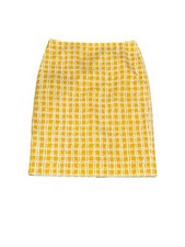 Talbots Mustard Yellow White Window Pane Geometric Fully Lined Pencil Skirt 8
