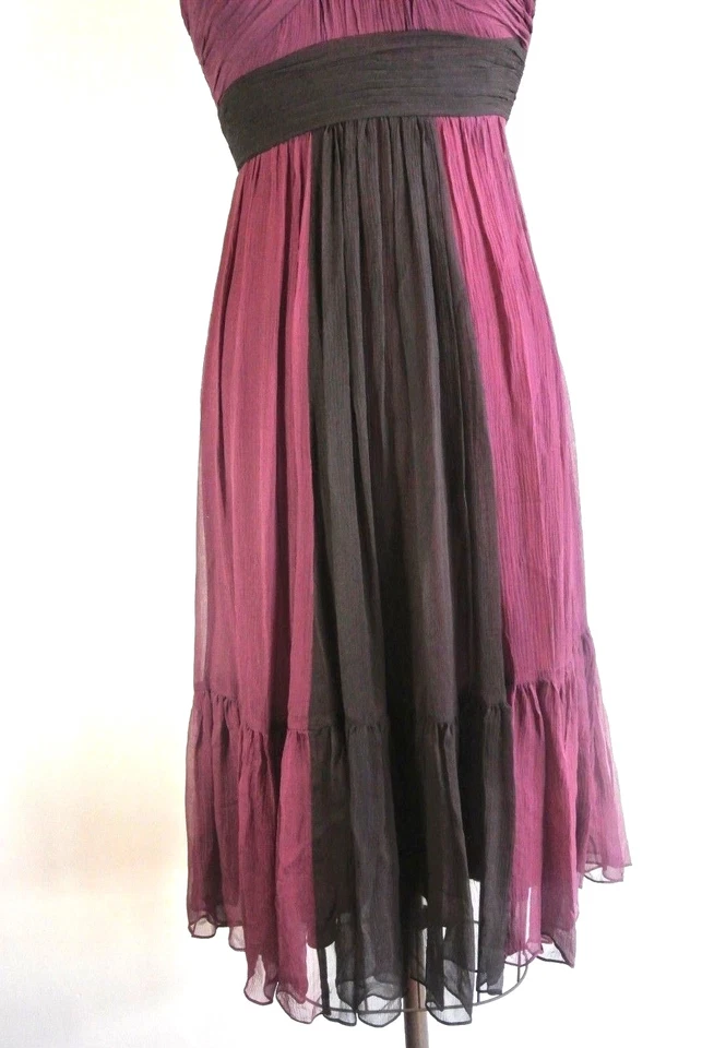 BCBG Vestido Rojo Borgoña 6 Seda Arrugado Cóctel Bebé Muñeca Hasta la Rodilla *123 Foto 3 de 4