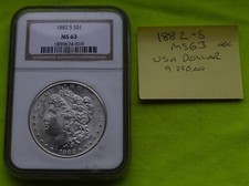 1882 S Silver USA American Morgan DOLLAR (UNC MS 63 NGC Slabbed) Combine postage
