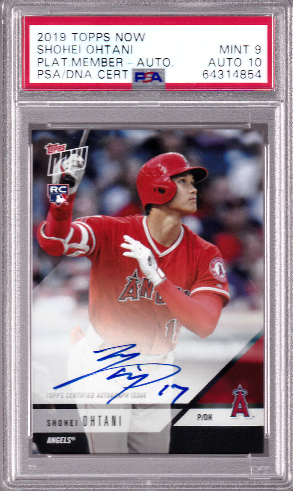 Shohei Ohtani Angel Autograph 2019 Topps NOW Platinum Member on Card Auto  PSA 10