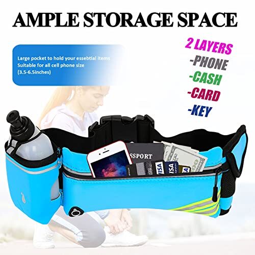Adjustable Waist Running Belt Bag with Water Bottle Holder and Phone Pouch