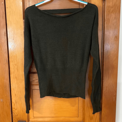 Don t Ask Why Olive Green Acrylic Open Back Sweater One Size