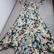 Vintage NY 17 Floral Maxi Dress By Danielle Karen One Size Black Multicolor 100%