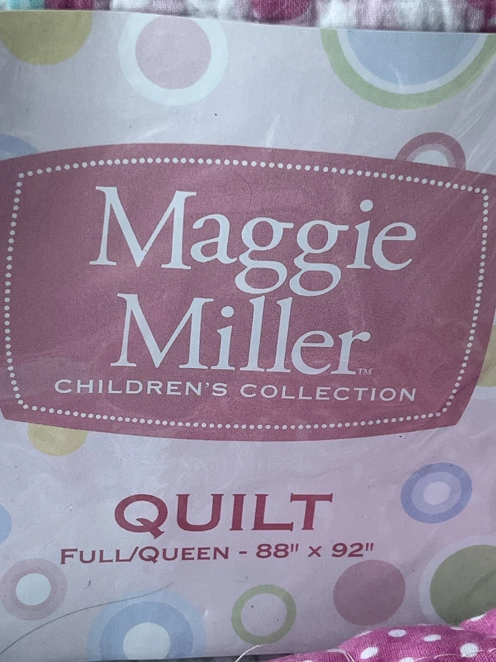 Girls Full Quilt Pink Mint Turquoise Purple Birds Floral Polka Dot - Image 4 of 4