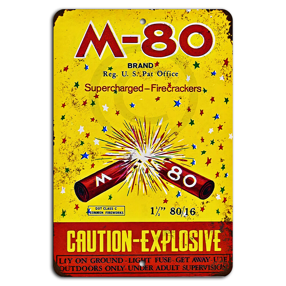 M80 Vintage Firework Ad Metal Sign Retro American Decor 8