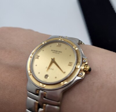 Raymond Weil Geneve Parsifal 18K Gold w/Golden dial Band #9190 | eBay