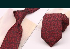 New Classic Floral Red JACQUARD WOVEN 100 Silk Men's Necktie Tie
