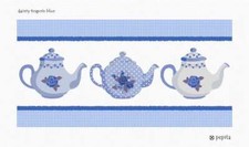 Dainty Teapots Blue Needlepoint Kit or Canvas