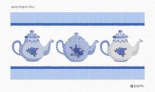Dainty Teapots Blue Needlepoint Kit or Canvas