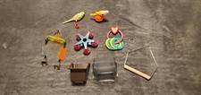 BIRD TOYS FOR SMALL BIRDS SWING BELLS RINGS CLIP ON FOOD CUPS