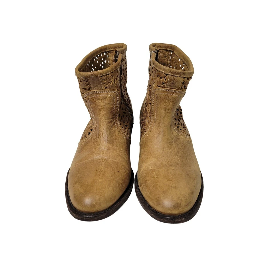 Botas occidentales FARYL ROBIN 9 de cuero tostado recortadas con láser 547 Foto 3 de 4