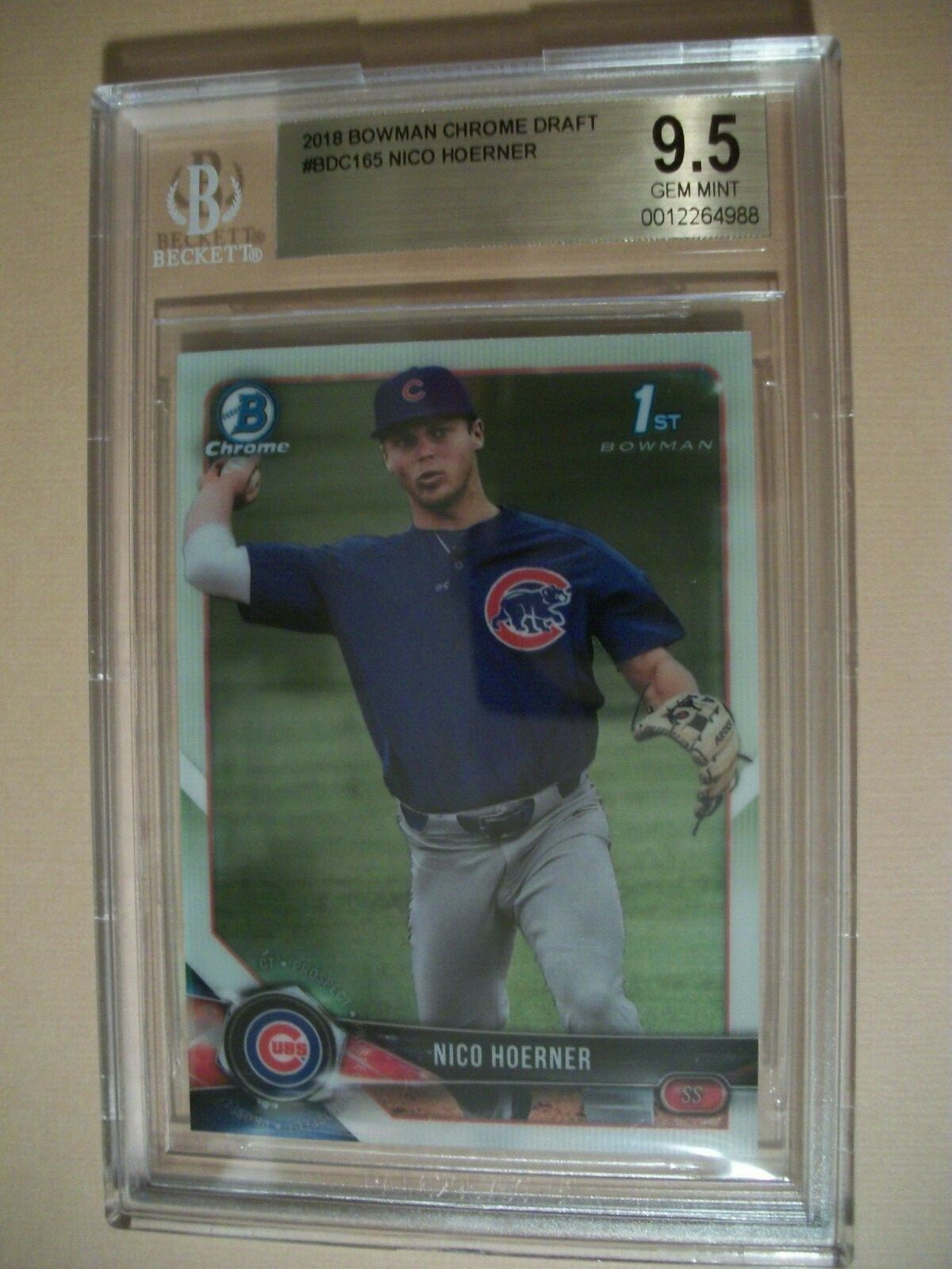 NICO HOERNER 2018 Bowman Chrome Draft #165 BGS GEM MINT 9.5 Cubs 1st Bowman