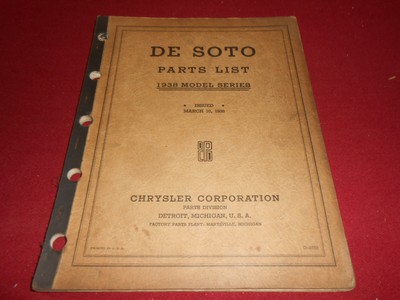 1938 DESOTO ORIGINAL ILLUSTRATED PARTS CATALOG / '38 PARTS LIST MANUAL  | eBay