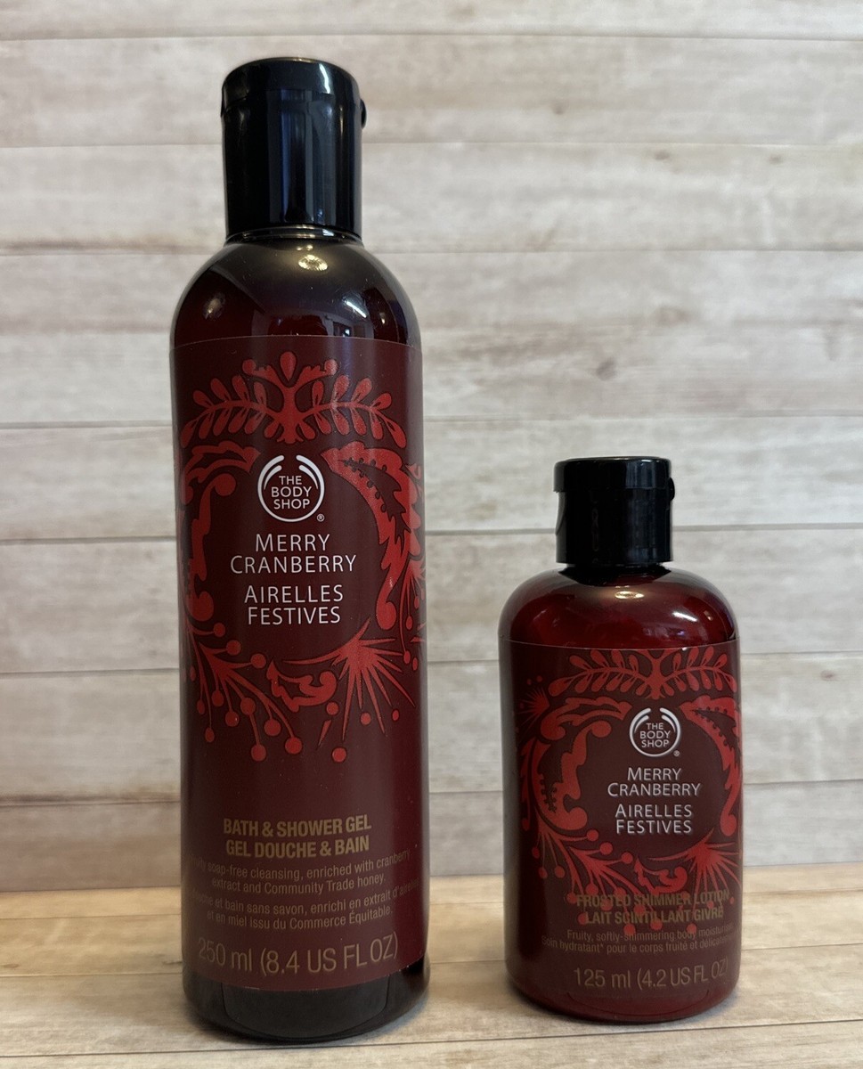 Body Shop Merry Cranberry Frosted Shimmer Lotion 125ml Shower Gel 250 ml  Bundl
