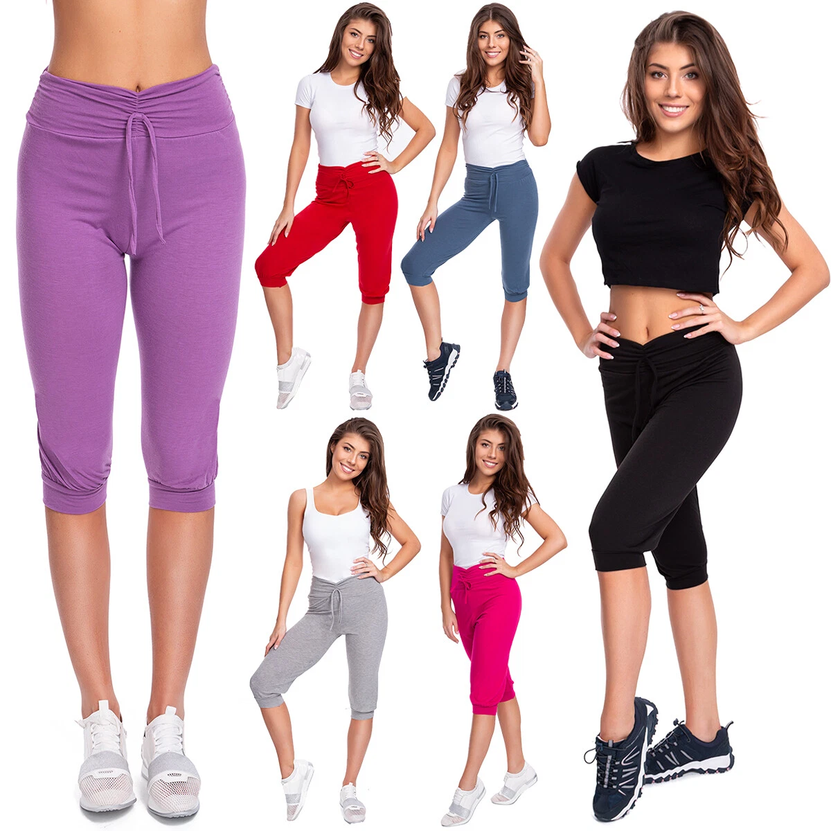 Capri workout pants with drawstring sale