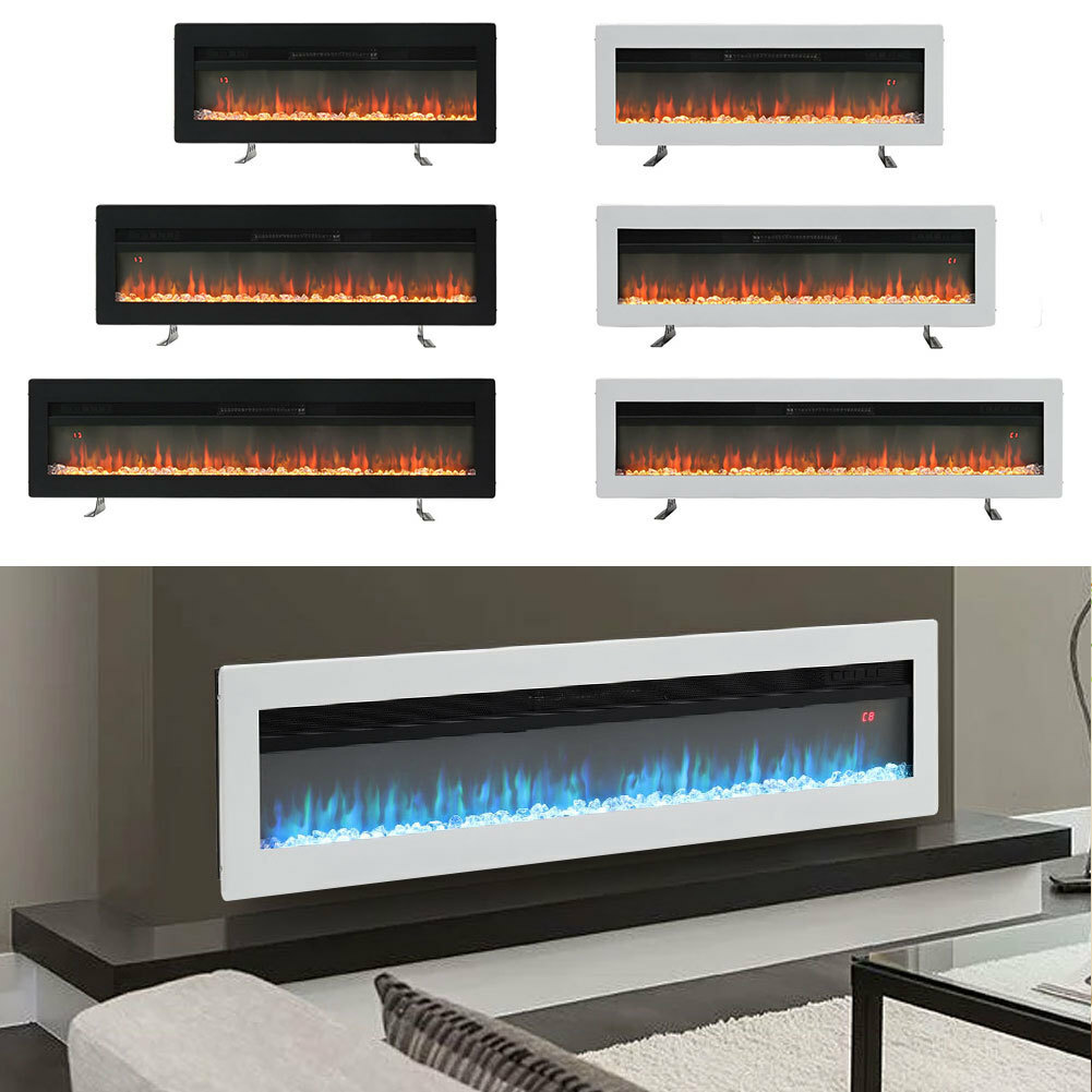 Electric 50 60u0026#034; Insert/Wall Mounted LED Fireplace Wall Inset Into Fire  Freestand | eBay