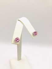 Elegant Pink Stud Earrings, 2.5ctw CZ, 14k White Gold - 2.3g