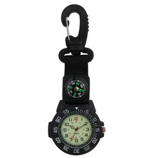 Outdoors Backpack Belt Clip-on Fob Watch Luminous Compass Carabiner Canvas Band