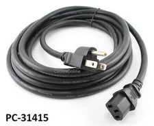 15ft AC Power 14 Gauge IEC C13 to NEMA5-15p 3-Conductor PC Power Cable / Cord