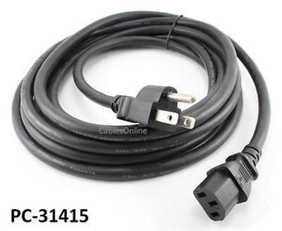 15ft AC Power 14 Gauge IEC C13 to NEMA5-15p 3-Conductor PC Power Cable / Cord