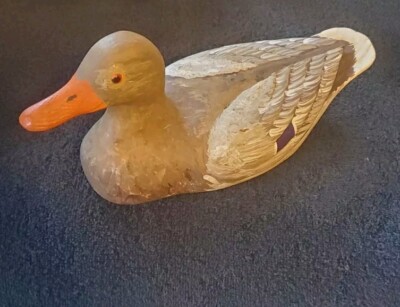 Hand Carved Decorative Mallard Hen Duck Decoy Signed FW Fisher 9.5''