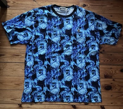 BAPE Flame Wide Tee Blue GR XXL