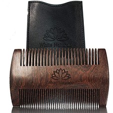 Beard Comb for Men, Wooden Natural Sandalwood, Fine Dual Action Teeth, Handma