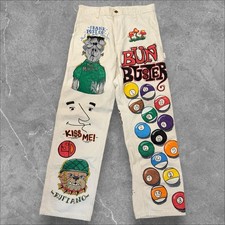 Modern 70s Senior Cords Hand Painted Carhartt Pants 32x30 Custom 1 Of 1