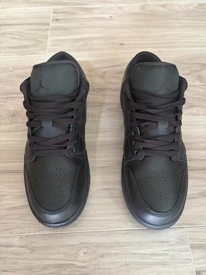 Jordan Air Jordan 1 Low Triple Black Leather Men's Sneakers Basketball Shoes