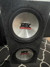 Two MTX Audio Thunder 4500 Subwoofer with 3 Foot  Box