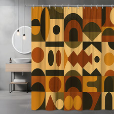 Geometric Pattern Shower Curtain in Earthy Tones