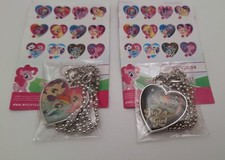 HTF 2x My Little Pony HEART NECKLACES MLP FiM Jewelry Decora Deadstock 2010s