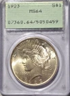 1923 Peace Dollar PCGS MS 64 OGH Rattler