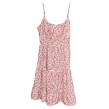 Women's Pink Spaghetti Strap Sun Dress w/ Floral Pattern - Size Small
