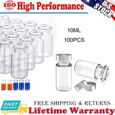 100PCS 10ml Headspace Vials Clear Glass Bottle 20mm Crimp top Flat Bottom HPLC