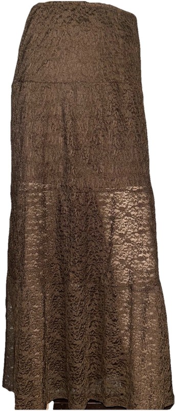 NWT No Boundaries Sz XXL Brown Lace Overlay Midi/Maxi Skirt