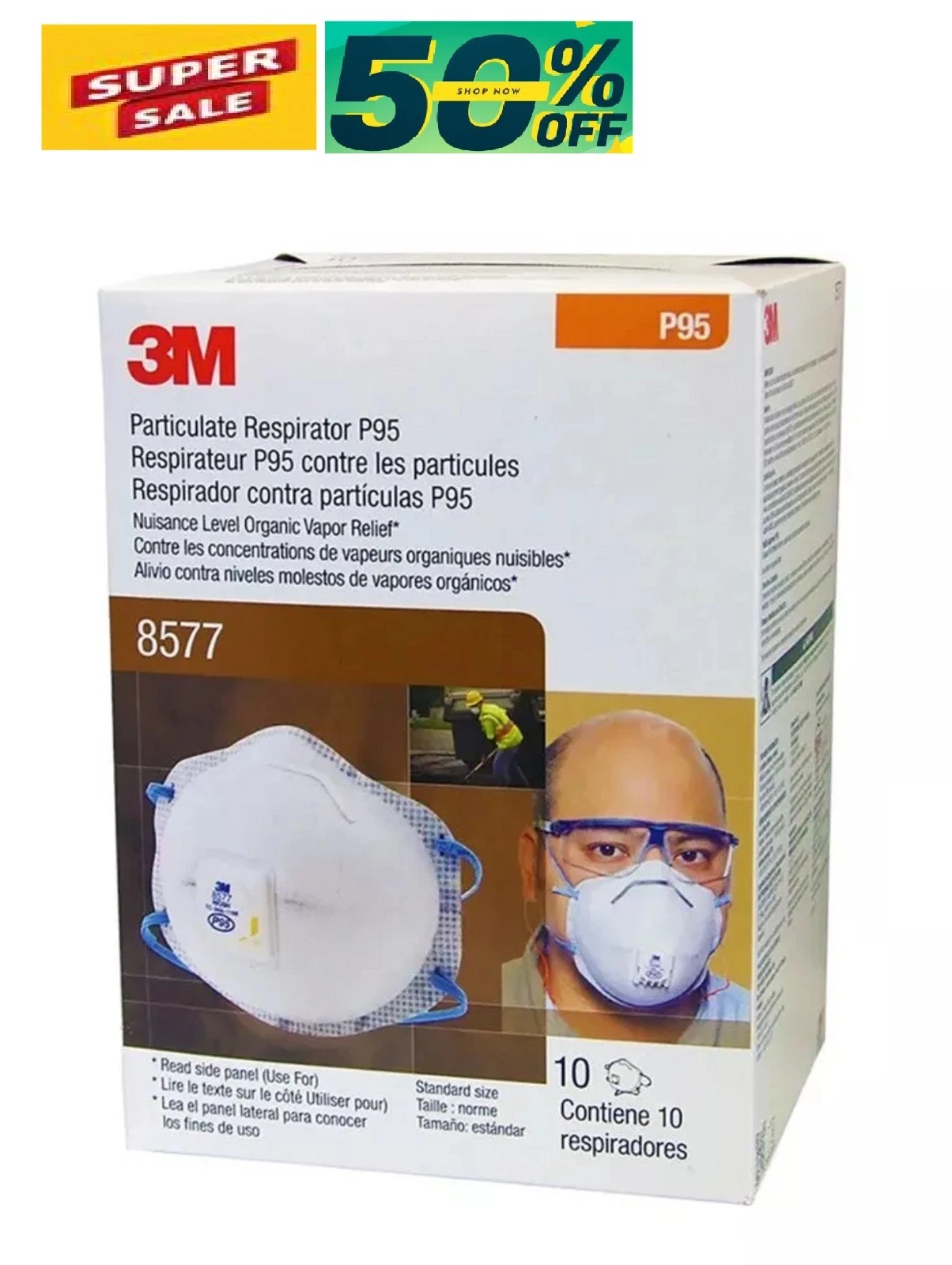 3M 8577 P95 Particulate Respirator Face Mask 10 Masks per Box 1-Box NIB
Opens in a new window or tab