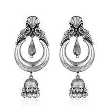 Black Oxidized 925 Silver Traditional Designer Jhumka Earrings Tribal Jewelry
