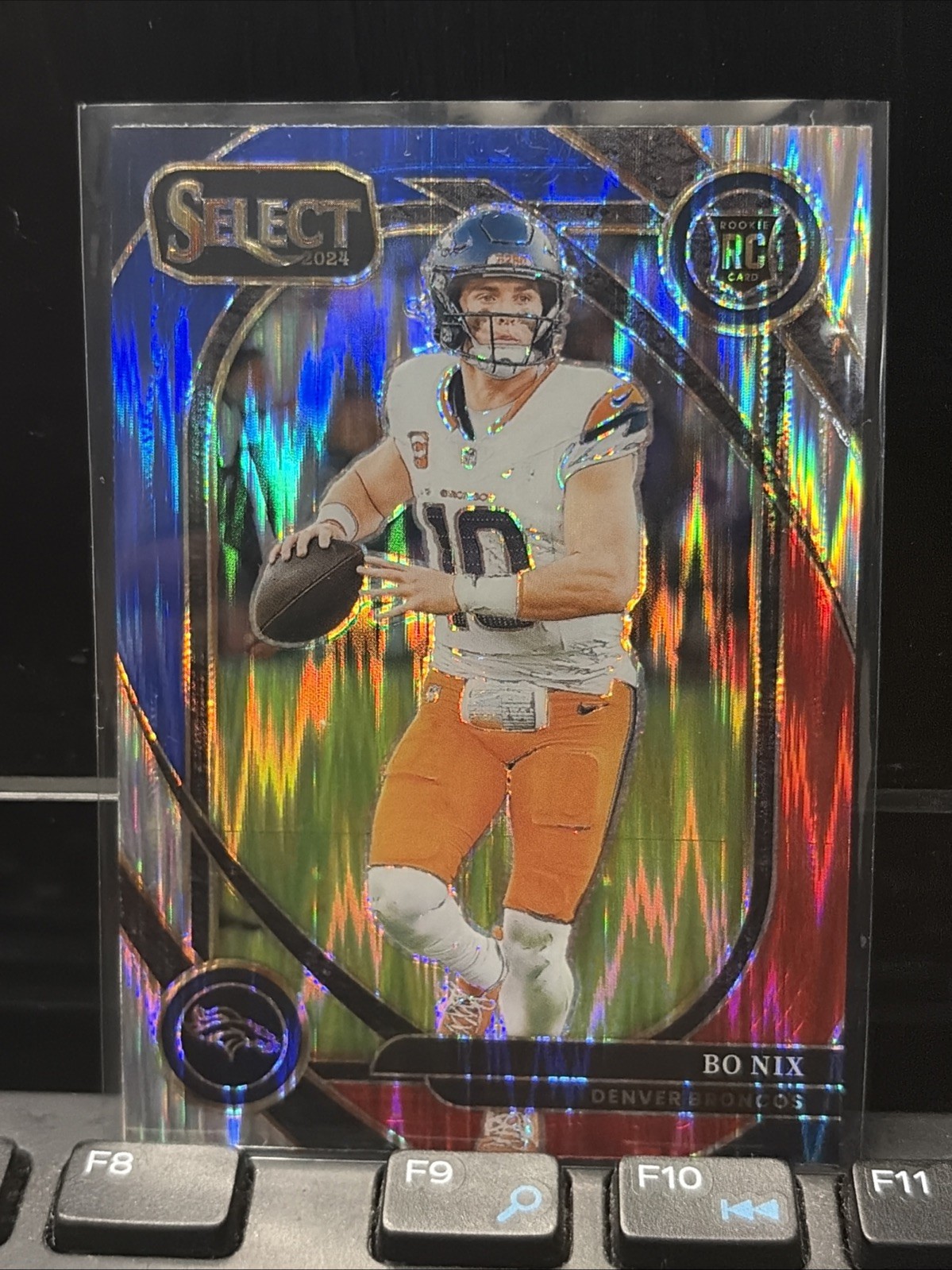 2024 Panini Select - Club Level Bo Nix #221 Red & Blue Shock Prizm (RC)