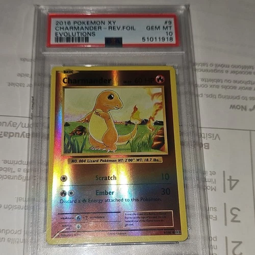 Pokémon Charmander 9/108 Evolutions Reverse Holo Gem mint PSA 10 English tcg