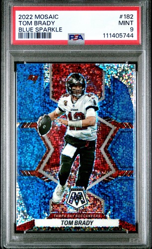 2022-23 Panini Mosaic Tom Brady Blue Sparkle Mint PSA 9 #182