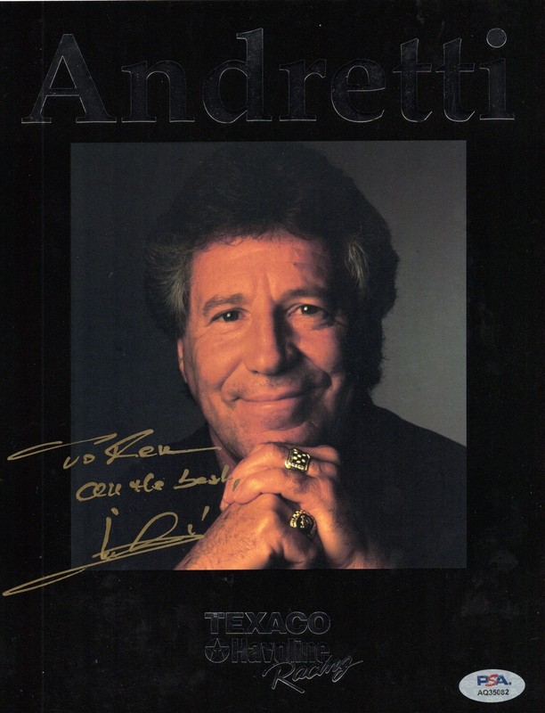 MARIO ANDRETTI Autographed 8.5x11" Poster PSA/DNA Texaco Havoline Racing